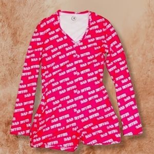 Women's Pink Rompers Button Up Bad B*